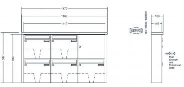 RENZ Briefkastenanlage Aufputz Tetro Kastenformat 370x330x145mm, 5-teilig